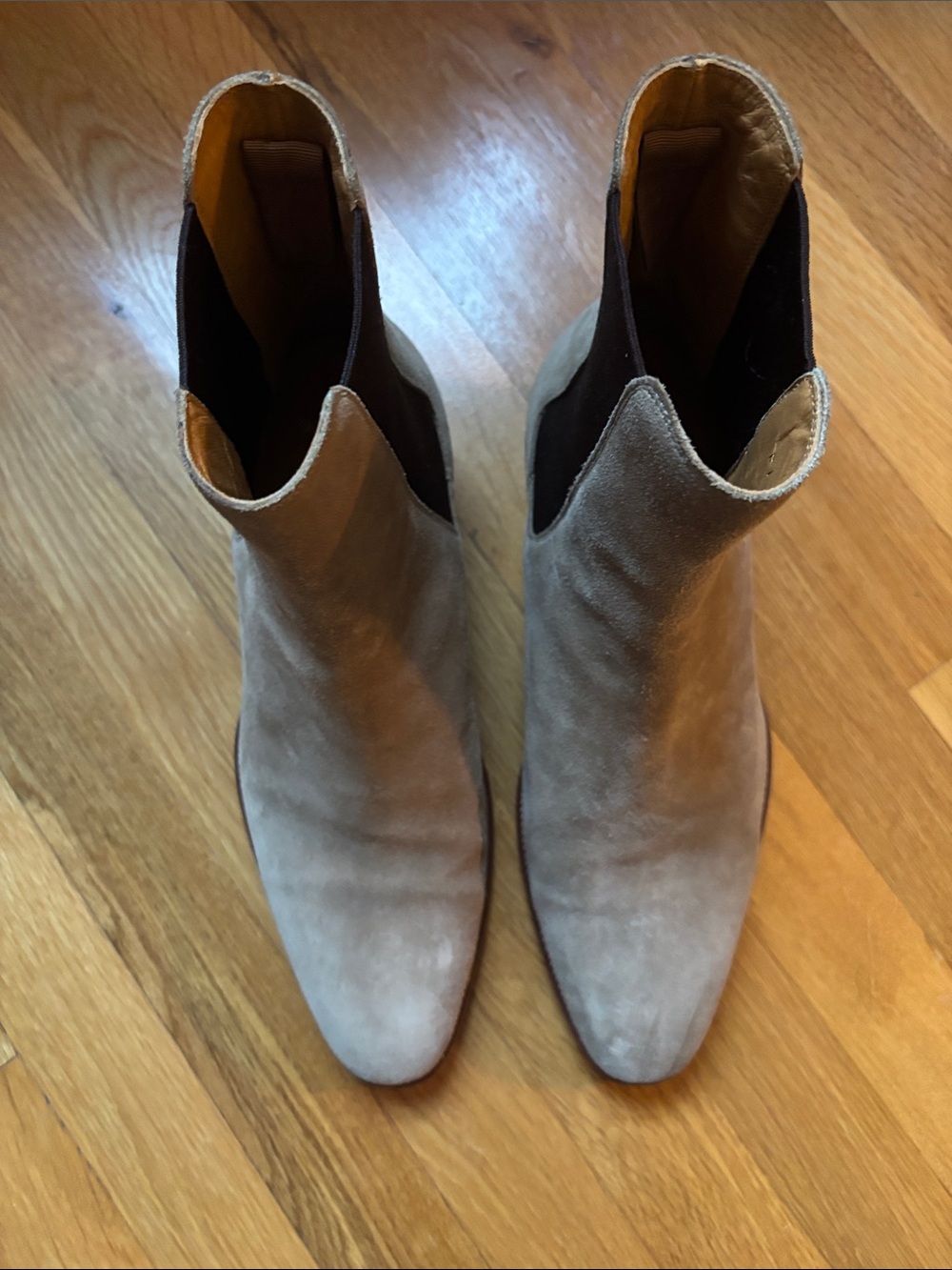Men Suede Chelsea Ankle Booties - Taupe